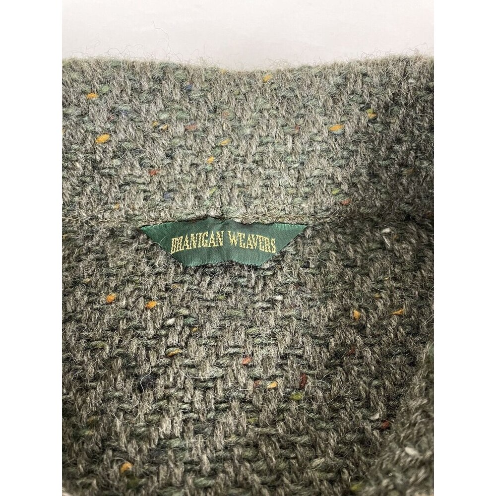 Branigan Weavers Sz S 100% Wool Full Zip Cardigan Ireland Green Pockets - Picture 6 of 11